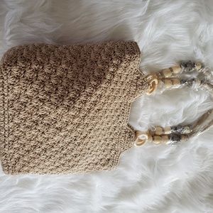 Capellini crocheted handbag w beading detail